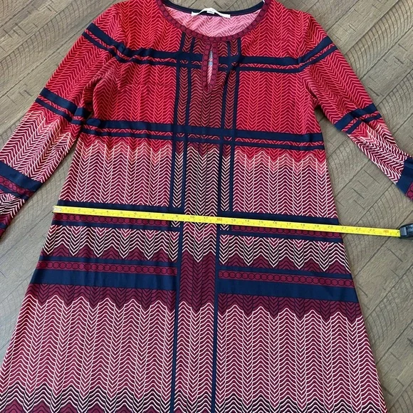 Max Studio Red and Navy Long Sleeve Mini Dress Size M LIKE NEW - Picture 3 of 8